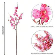 Artificial Cherry Blossom Flowers 4 Pcs Faux Cherry Blossom Stems Faux Silk Cherry Blossom Branches 41'' Fake Flowers Long Stems For Vase Arrangements Home Wedding Table Decor (Pink) KF - 玫瑰紅 - 查看 7