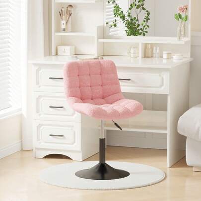 Mcc Direct Soft Fabric Dressing Table Chair, Height Adjustable Swivel Desk Home Office Chair With Footrest And Metal Base For Bedroom Vanity & Office - Drake