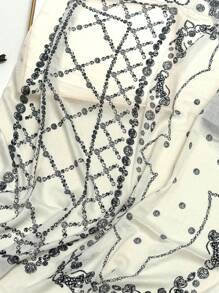 1条轻盈透气流苏披肩，优雅时尚女士真丝围巾，活力波点长款围巾，适合春夏，户外防晒沙滩披肩，多功能头巾