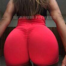SEASUM Women Scrunch Booty Sexy Shorts High Waist Gym Workout Butt Lifting Yoga Short Hot Costume Outfit Halloween Christmas New Year - #1 線條輪廓黑色 - 查看 11