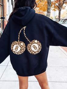 Casual    Polyester    Casual Inspirational Slogan Printed Pattern Women's Hooded Sweatshirt  None    Daily - 藏蓝色 - 查看 1