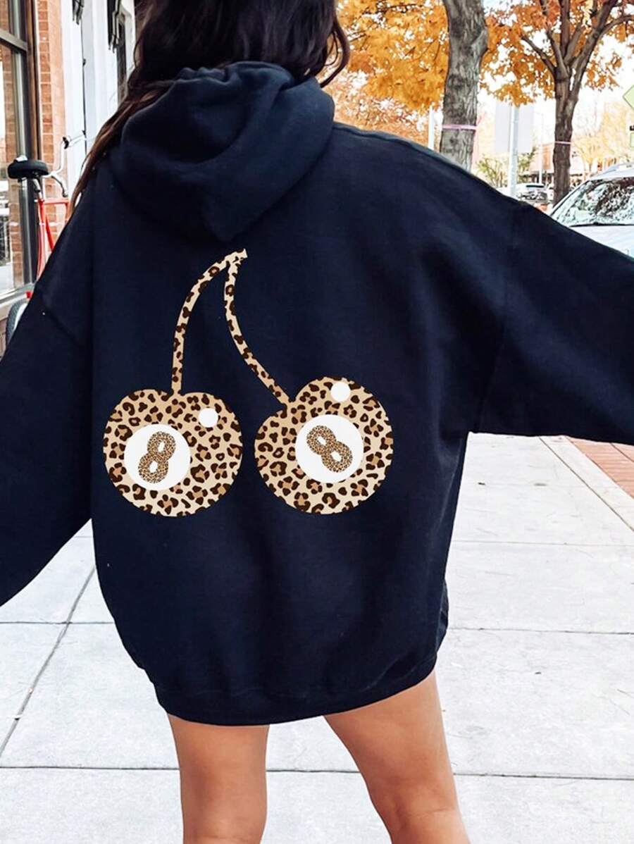 Casual    Polyester    Casual Inspirational Slogan Printed Pattern Women's Hooded Sweatshirt  None    Daily - 藏蓝色 - 查看 1