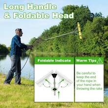 Pond Rake Aquatic  Rake,Detachable Float Lake Rakes,Aluminum Landscape Rake For Outdoor Pond With Extension Rope, And Algae Removal,Upgraded Rakes Foam Fixing  And Carabiners - 1 - 查看 6