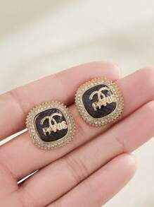 1pc Fashionable Rhinestone Letter Earrings, Luxury Elegant Personalized Earrings, New Style 2024 Popular - Small Fragrant Earrings - View 8