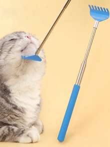 1 件可伸缩互动逗猫棒 - 二合一按摩梳和抓挠玩具，适合宠物美容玩耍 - 彩色 - 查看 3