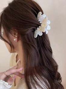 优雅法式花瓣爪夹，大号醋酸纤维发夹，2025新款高端枕形发型配件，爪夹，发夹，发夹，发夹，发夹，发饰