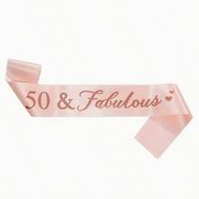 18th 21st 30th 40th 50th 60th 70th Birthday Belt - Rose Golden Satin With Champagne Color & Elegant Cursive Lettering - Durable Polyester Party Accessory For Milestone Celebrations, No Electricity Needed