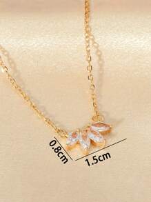 1pc Sparkling Zirconia Leaf Pendant Necklace, Fashionable Unique Design Versatile Everyday Wear Choker Necklace For Women