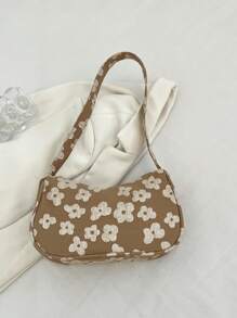 2025春夏新款轻薄面料单肩包，时尚简约休闲腋下包，白色纯色小手提包，适合日常使用、约会、送礼，适合年轻女性、大学生、上班族 - 彩色 - 查看 5