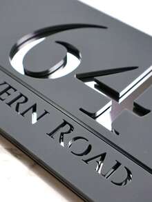 Customized Modern House Number Plate, Laser Cut Acrylic Outdoor Address Plaque, Waterproof And Windproof, Wall Mounted, Home Decor, Unique Housewarming Gift, House Number, Address Plate, Modern House Number Plate, Digits, House Name Plate, Decorative Plaque, Silver House Number Plate, Acrylic House Number Plate - Multicolor - View 3