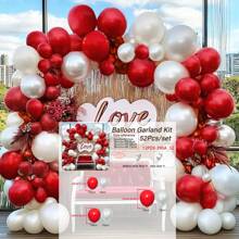 WellParti Red, Pearl White Valentine's Day Balloon Arch Kit, Wedding Decoration, Valentine's Day Decoration, Wedding Decoration, Proposal, Engagement Decoration, Anniversary Decoration, Bridal Gift Party, New Year, Festival Decoration Supplies,Valentine Day Balloon Arch,Red And Gold Balloons,Red And White Party Decor