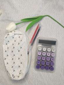 1pc Gradient Dopamine Calculation Mechanical Keyboard Round Shape, 10 Digit Large Display Suitable For Finance, Accounting, Students, Office Use, Ins Style, High-End Color, High Cost Performance (Random Shipment Of New And Old Versions)Need To Prepare Two Pcs AAA Battery 1.5v,School Supplies,Back To School