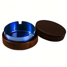 1/2/3 Pcs Walnut & Stainless Steel Ashtray, Round Tabletop Ashtray, Ashtray With Lid, Dustproof Ashtray, Windproof Ashtray, Detachable Magnetic Design, Easy To Carry, Easy To Wash, Non-Slip Base, Vintage Style Light Luxury Smoking Accessories, Can Be Used As Smoking Supplies For Smokers, Smoking Tray, Outdoor Ashtray
