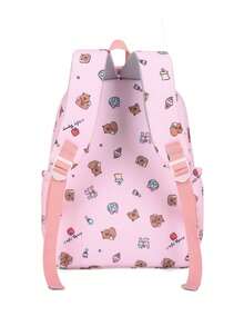 卡通卡皮拉拉可爱大容量旅行背包三件套 - 粉色 - 查看 6