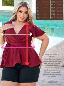 Women's Plus Size Wrap Top V Neck Elegant And Comfortable Simple Fabric Ruffle Hem Evening Holiday Daily Birthday Party Homecoming Bachelorette Party Travel Tea Party Country Music Concert - 綠色的 - 查看 4