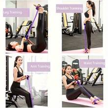 6pcs Elastic Yoga Resistance Bands - Purple PVC Material, Suitable For Core Muscle, Arm And Leg Exercises, Home Fitness Equipment, Multi-Level Resistance Adjustment, Portable Stretching Trainer, Suitable For All Fitness Levels, Core Muscle Training, Compact Design, Sturdy Handles, Strength Training - Multicolor - View 3