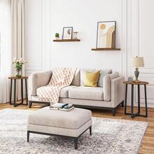 HOOBRO Side Table, Round Small Table, Small Bedside Table, Coffee Table With Metal Frame, Industrial Round Sofa Tables Hallway For Living Room, Sturdy,Rustic Brown - Brown - View 4