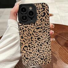 Funda para teléfono con 1 orificio pequeño, estampado de leopardo recto, dibujos animados, teléfono con ojos mate, material de TPU, cubierta protectora liviana anticaída, adecuada para 16/11/13/15/15 Plus/15 Pro/15 Pro/12/14 Pro/XS/XR/11 Pro/11 Pro/12 Pro/12 Pro/13 Pro/13 Pro/14 Pro/14 Plus//8 Plus Matte Eye - Textura de piel de leopardo negra 1902LB - Colores mixtos 1 - Ver 1