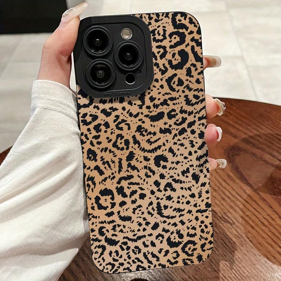 Funda para teléfono con 1 orificio pequeño, estampado de leopardo recto, dibujos animados, teléfono con ojos mate, material de TPU, cubierta protectora liviana anticaída, adecuada para 16/11/13/15/15 Plus/15 Pro/15 Pro/12/14 Pro/XS/XR/11 Pro/11 Pro/12 Pro/12 Pro/13 Pro/13 Pro/14 Pro/14 Plus//8 Plus Matte Eye - Textura de piel de leopardo negra 1902LB - Colores mixtos 1 - Ver 1