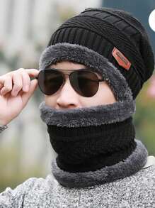 三件套冬季保暖套装：针织帽、保暖手套 - 户外探险的终极防寒装备，羊毛混纺针织帽，冬季圣诞节新年保暖礼物，男女通用（帽子围巾内衬颜色随机），情人节礼物