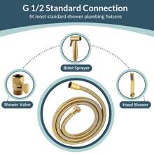 1pc Gold-Plated Shower Head, Shower Hose, Bathroom High-Density Stainless Steel Explosion-Proof Flexible Hose, Water Heater Pipe Connector, 1.5m Length - Gold - View 3