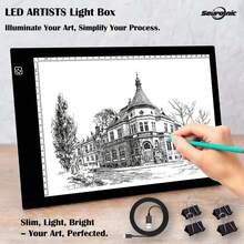 A4 LED Art Tracing Pad, Ultra-Thin 5mm Light Box With Stepless Dimming For Sketching, Stenciling & Crafting - Black - View 2