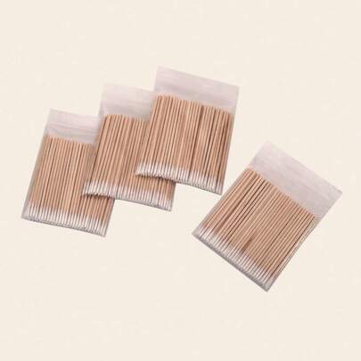1200 bastoncillos de algodón de madera para limpieza de uñas, 7 cm, microcepillos para pestañas, palillos para orejas, maquillaje de cejas, eliminación de pegamento, tatuajes, maquillaje y cosméticos (600 unidades)