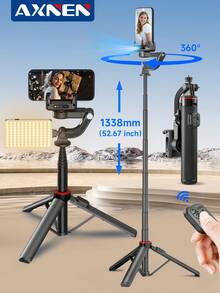 AXNEN 360°旋转自拍杆,带自动人脸追踪三脚架云台稳定器、无线遥控手机支架,兼容安卓和iOS智能手机,适用于暑假、旅行、户外活动、直播、摄影、视频拍摄。 - 彩色 - 查看 3
