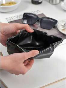 1 peça nova bolsa preta para óculos, bolsa preta macia antipressão para óculos de sol, bolsa macia em formato de nuvem preta, protege eficazmente os óculos, evita danos, leve e portátil