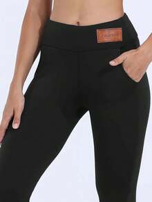 2-Pack Solid Plus Fleece Thermal Pants, Comfortable And Close-Fitting, Warm, Winter Casual Leggings. - 2 chiếc đen + xám - Xem 5