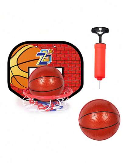 1 set Panier de basket en plastique d'intérieur, Ensemble de tir. Cercle de basket mural pour sports (couleur de la pompe à air aléatoire)