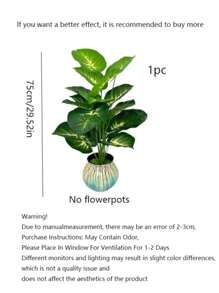 1/2 Piece Large Realistic Money Plant Leaf - Wide Leaf Plant Decor Design, Create Green Wide Leaf Tropical Rainforest Style Decorative Tree, Suitable For All Seasons, Indoor/Outdoor Artificial Potted Plant, Applicable For Wedding, Hotel, Garden, Yard, Photography Setup, Etc.