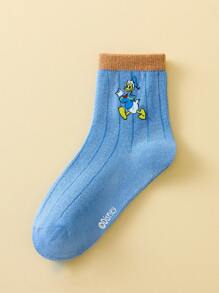 Disney 5双复古主题儿童袜子，男童卡通风格中筒袜，女童透气短袜 - 彩色 - 查看 8