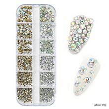 Conjunto de strass de cristal superbrilhante, tecido, arte de unhas e decoração de fantasias - joias de resina de alta reflexão, perfeito para designers de moda, cosplayers e estilistas de noivas, ótimo para presentes de Natal e Halloween, suprimentos para unhas à prova d'água e hipoalergênicos, pingentes para unhas - Multicolorido - Ver 13
