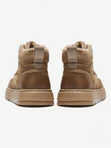 CAMEL CROWN Men's Sports Casual Shoes, Autumn And Winter Cowhide Leather High-Top Thick-Soled Boots, Retro Casual Work Boots, High-Top Canvas Shoes. - Khaki - View 2