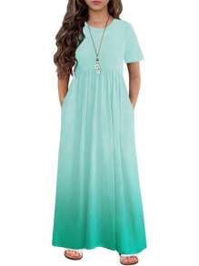 2025 BestArshiner Girls Maxi Dress Long/Short Sleeve Casual Holiday Dress With Pockets For 5-13 Years