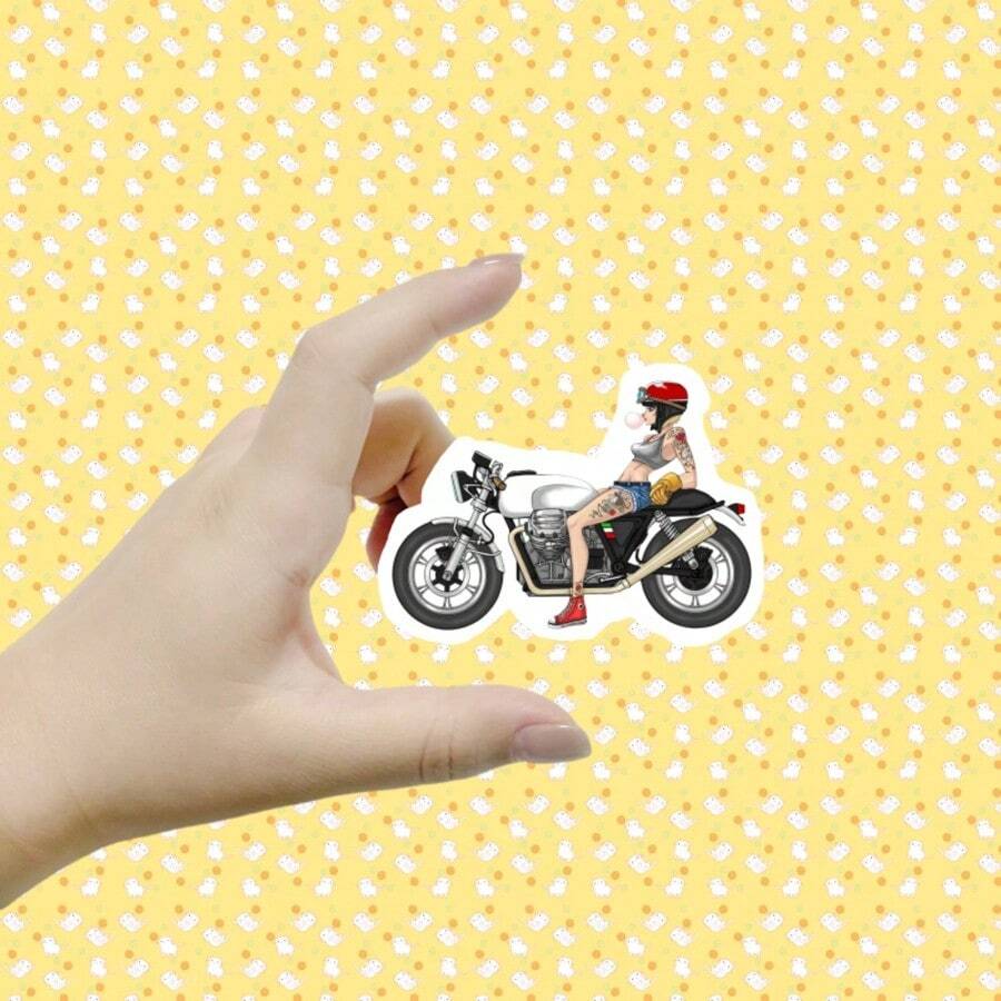 Motorcycle Girl Cool Attitude Stickers, Suitable For Stationery, Water Cups, Tablets, Mobile Phone Cases, Etc., Disposable Stickers