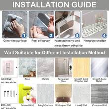 Juego de 4 Estanteria Ducha para Baño,Estante para Baño Sin Taladro,Repisa para Baño Pared,Estante Organizador de Baño,Modelosás gruesos mejorados con 4 Ganchos,para Baño,Cocina,Hotel (Plateado) - Rectangular - Ver 10