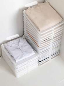 1/5/10/20 件可折叠衣物收纳盒，可堆叠节省空间的衬衫和裤子分类收纳架，带盖家用厨房篮子盒，方便取用，整洁，用于家庭整理、洗衣整理和储存的箱子和容器 - 白色 - 查看 12