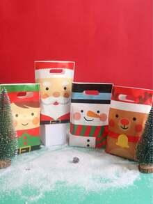 20/50pcs 16.5*25cm Christmas Gift Bags With 4 Patterns, Cute Cartoon Santa Claus, Snowman, Reindeer And Christmas Elf, Suitable For Christmas Gift Packaging, Family Gatherings, Parties And Holiday Gifts.