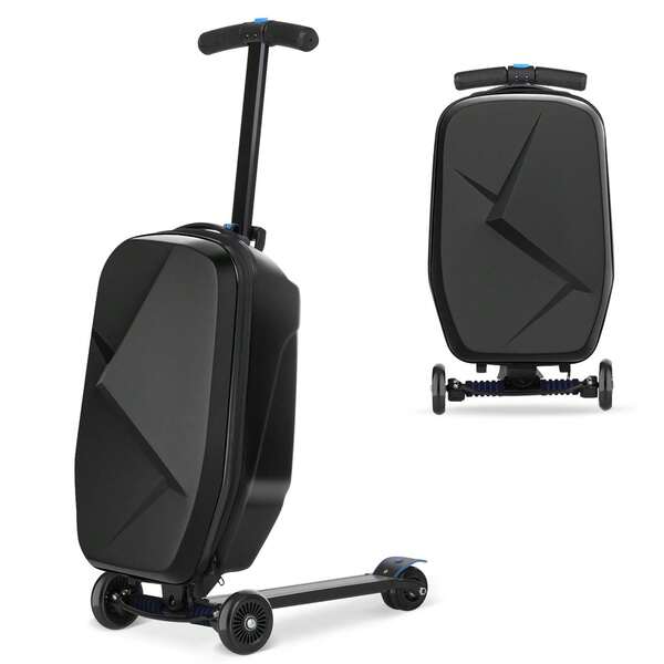 Advwin Advwin 2-In-1 Foldable Scooter Suitcase Fou Kids & Adults Ride On Luggage With Wheels Kids Ride-On Suitcase Carry-On Luggage & Travel Scooter Black