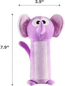 Outward Hound Bottle Bros Elephant Dog Toy, 7.9 Inch Plush Squeaky & Crackle Toy For Dogs, Interactive Fetch & Engaging Solo Play, Small, Purple - 12吋綠色鱷魚皮 - 查看 11