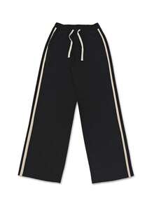 Casual Loose Wide Leg Pants, Side Stripe Design Relaxed Trousers