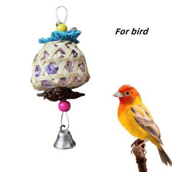 1pc Parrot Toy Natural Woven Grass Ball, Tiger Skin Peony Phoenix Parrot Chewing Intelligent Bird Toy, Random Color