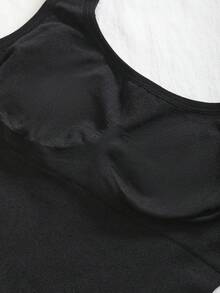 CELILIN 女士纯色修身圆领休闲背心，夏季塑形显瘦 - 黑色 - 查看 7