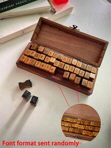 42 piezas Sello de madera con diseño de letras y números, sello de madera vintage multiusos fácil de usar para scrapbooking, elaboración de tarjetas, manualidades DIY y vuelta al colegio - Marrón - Ver 2