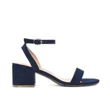 XY LONDON Gemma Low Block Heel Open Toe Strappy Sandal Shoes With Round Buckle Fastening For Spring Summer - 藏蓝色 - 查看 5