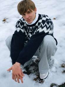 New Men's Fair Isle Streetwear Casual Pullover Knit Sweater