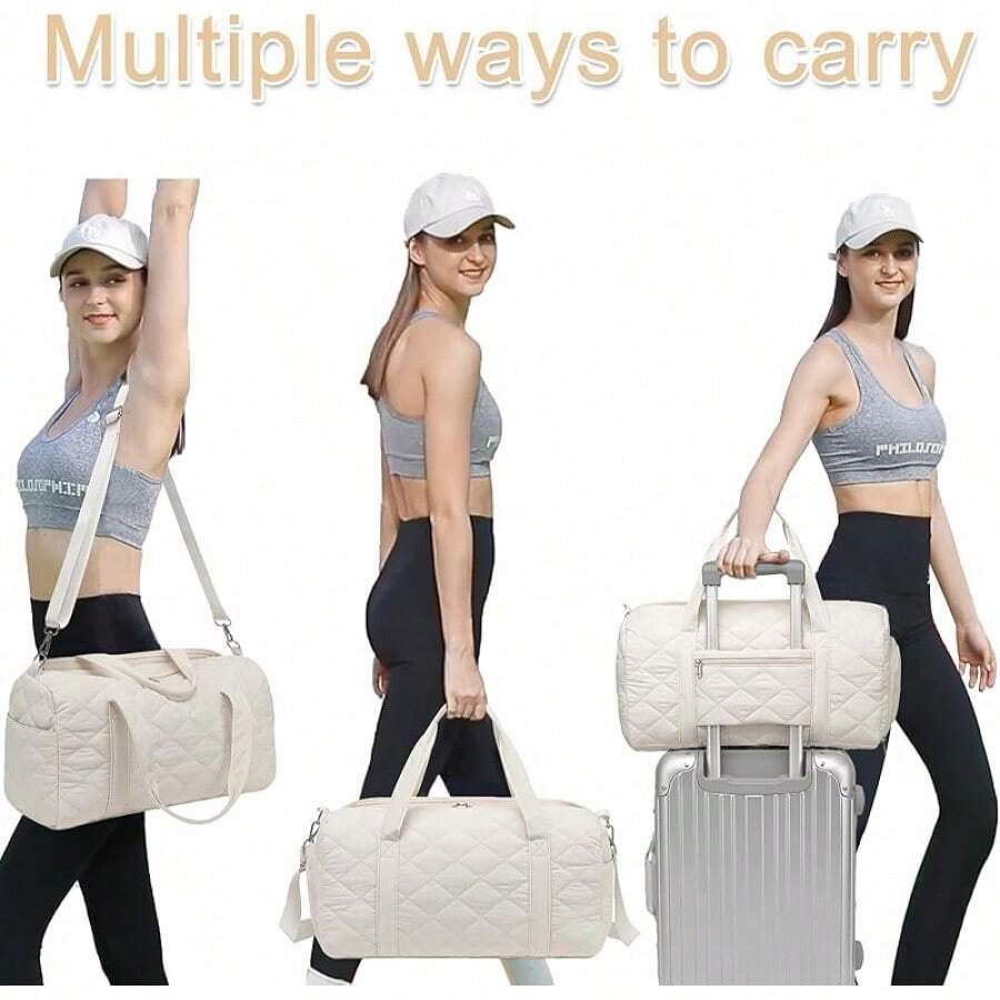 Training Bags - Beige Diamond-shaped Quilted Fabric - View 1