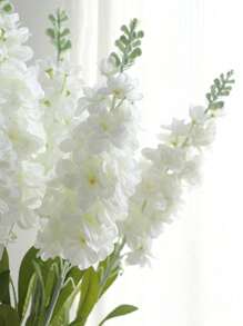 1 Stück/2 Stück 91cm weiße künstliche Rittersporn Blumen - Premium realistische Faux Seide Löwenmaul mit UV-beständigen, nicht verblassenden Stielen - wetterfeste langanhaltend Hyazinthe für Hochzeitsbogen Kulisse, Kaminsims Girlande, Vase Füllung, Tisch Mittelstück - Weiss - Übersicht 3